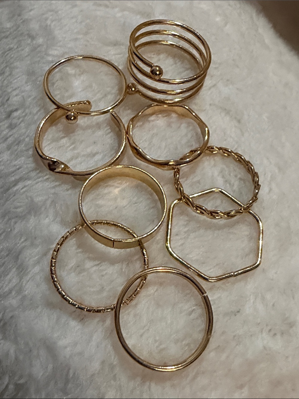 Brand New Gold Tone Stacking Rings Set of 9